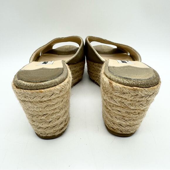 Jimmy Choo Paisley Crisscross Espadrille Wedge Sandals in Gold Shimmer Size 37 - Picture 8 of 11